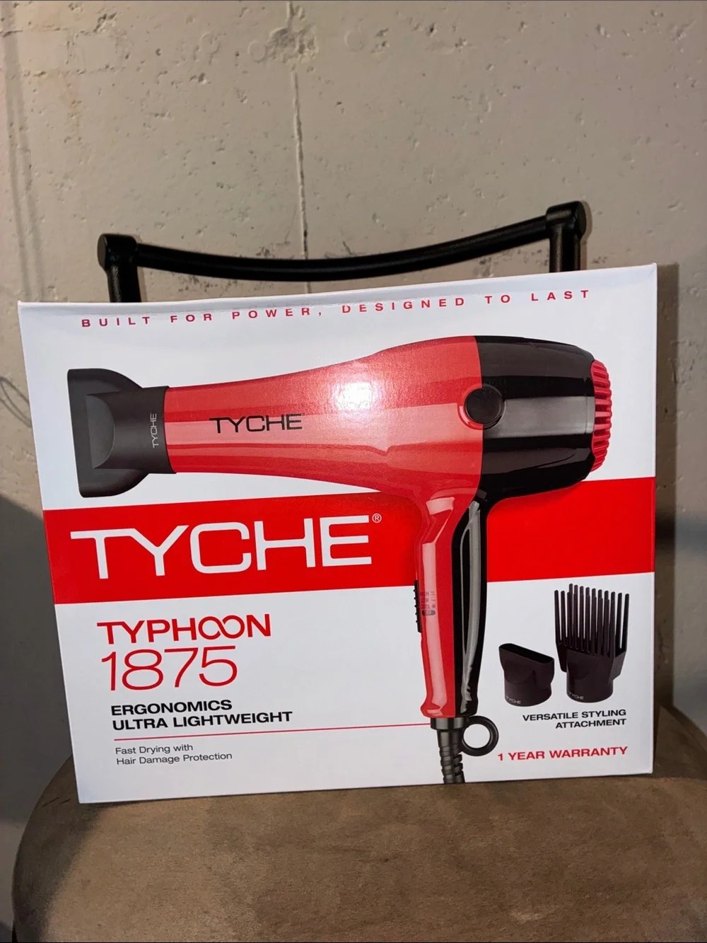Tyche Red and Black Typhoon 1875 Professional Hair Dryer